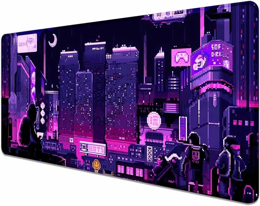 Tapis de bureau gaming Neon Pixel XL (900 × 400 mm) — visuel 1