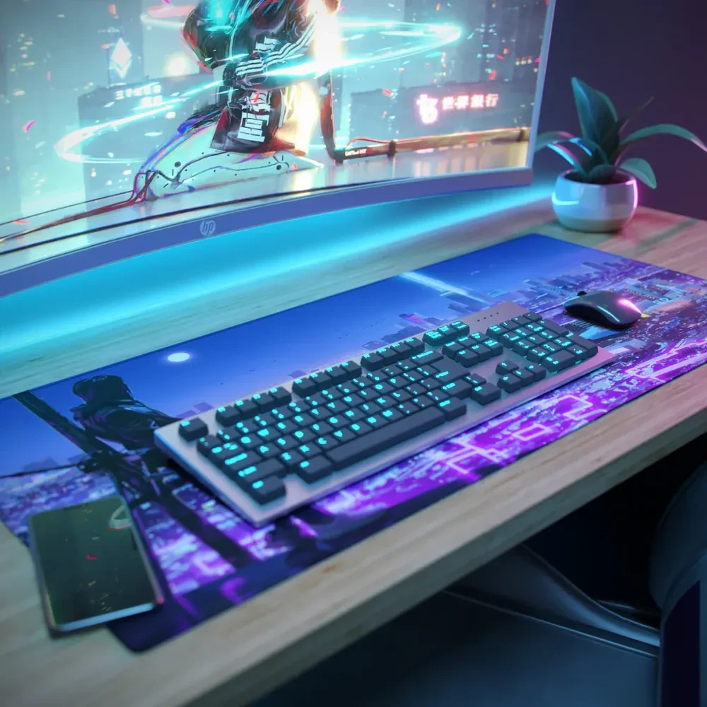 Tapis de bureau gaming Neon Pixel XL (900 × 400 mm) — visuel 2