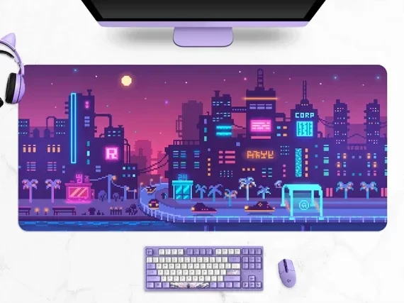 Tapis de bureau gaming Neon Pixel XL (900 × 400 mm) — visuel 3